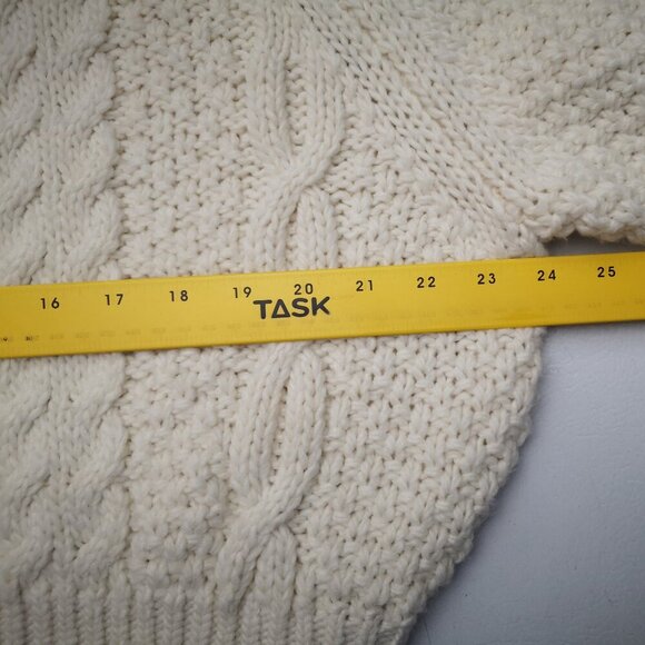 H&M Ladies Size Large Cream Cable Stitch Mock Neck Balloon Sleeve Sweater - Picture 9 of 11